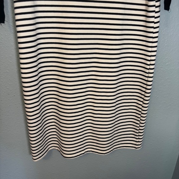 Anthropologie Maeve Ribbons and Stripes Mini Shirt Dress Black White Size Medium - Picture 11 of 13